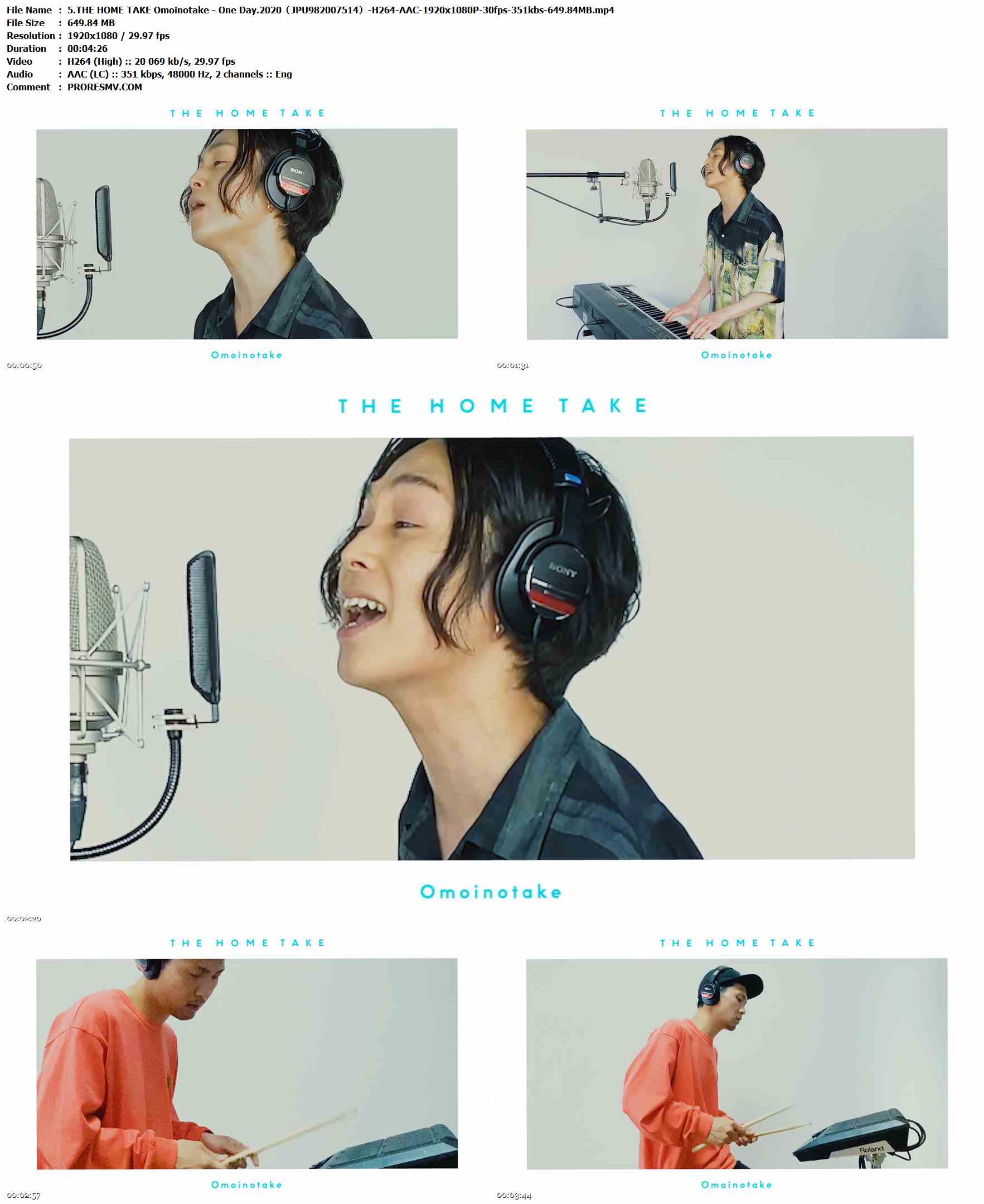 5.THE HOME TAKE Omoinotake - One Day.2020（JPU982007514）-H264-AAC-1920x1080P-30fps-351kbs-649.84MB官方MV_高清MV